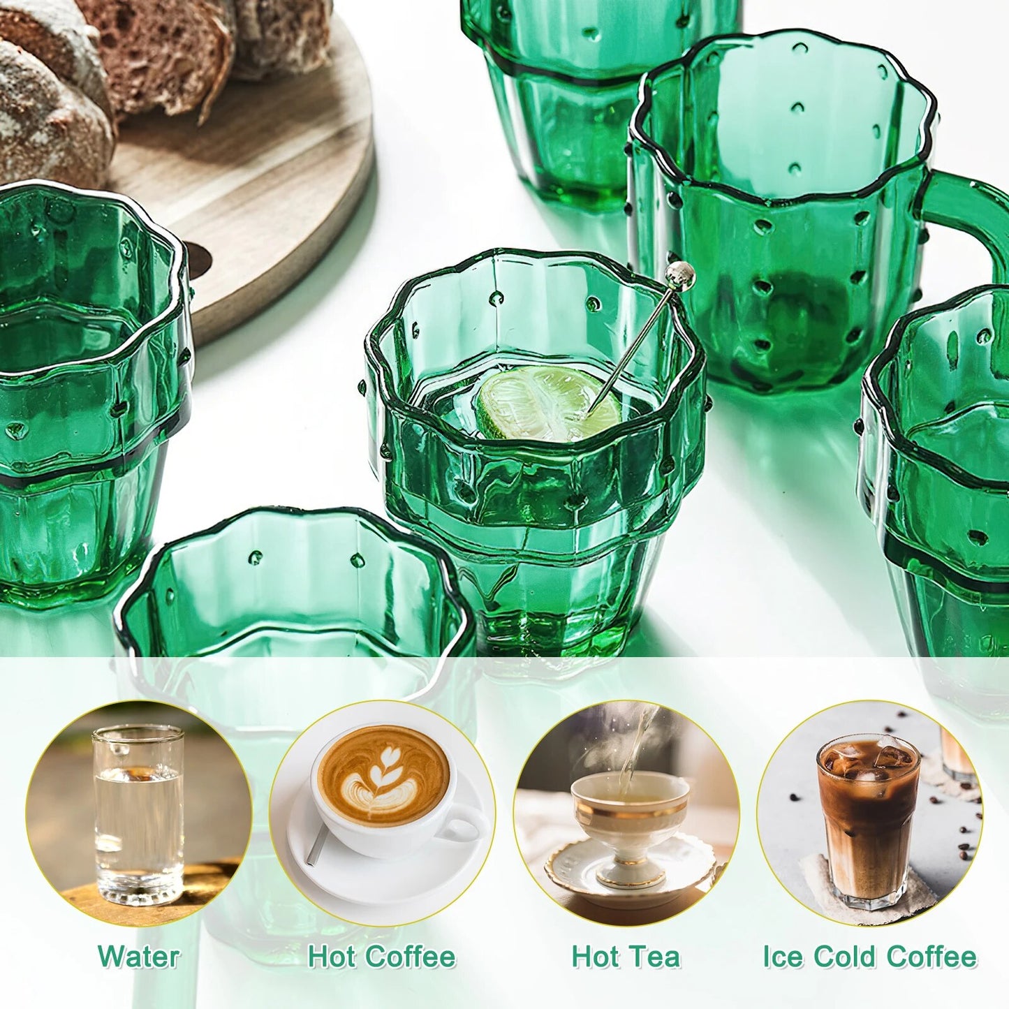 6pcs cactus stackable glasses