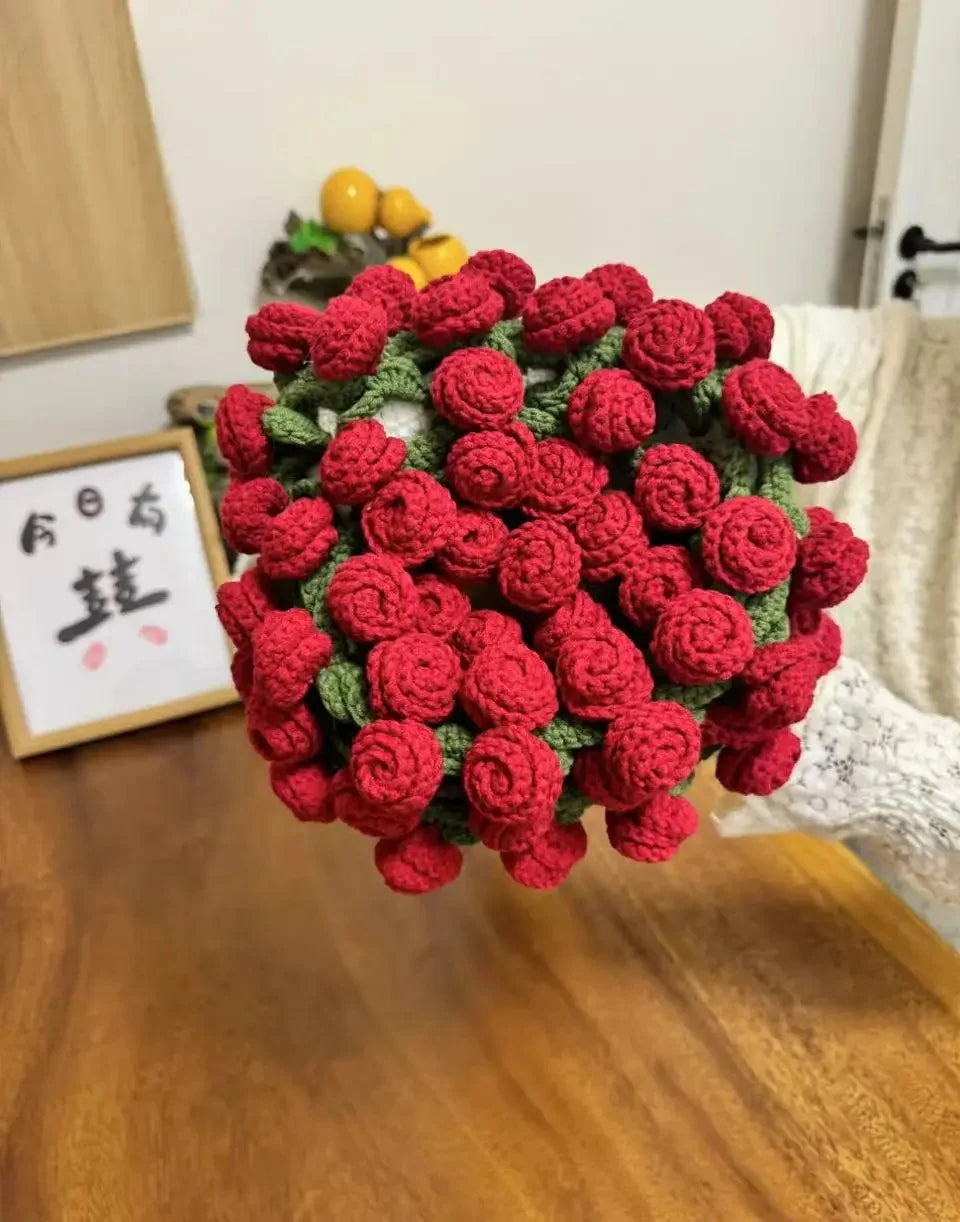 HandKnitted Crochet Flowers Bouquet Blanket
