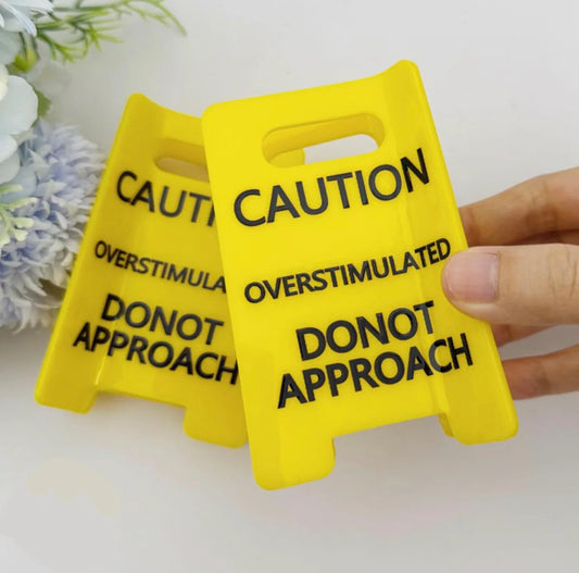 Caution Overstimulated Yellow Sign Hair Claw Clip