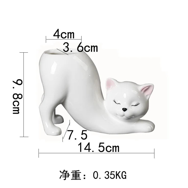 Stretching Cat Succulent Cactus Planter Pot