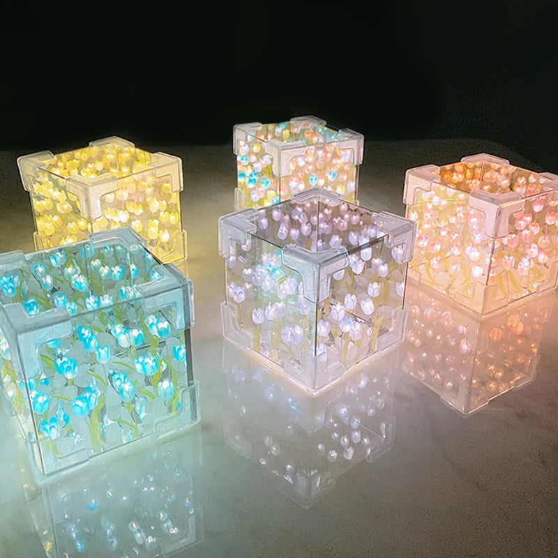 DIY Tulip Mirror Night Light Special Gift for Your Love