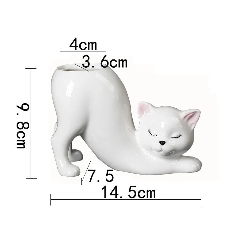 Stretching Cat Succulent Cactus Planter Pot