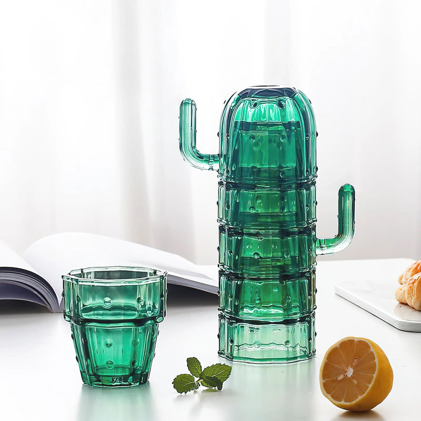 6pcs cactus stackable glasses
