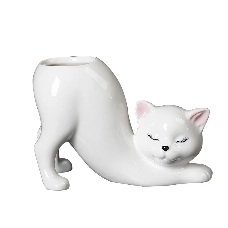 Stretching Cat Succulent Cactus Planter Pot