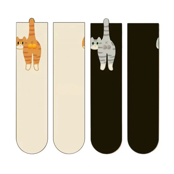 Funny Cat Socks with Fuzzy Balls