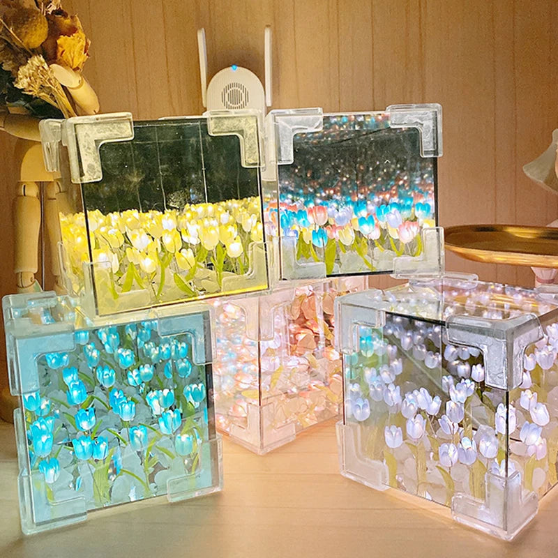 DIY Tulip Mirror Night Light Special Gift for Your Love