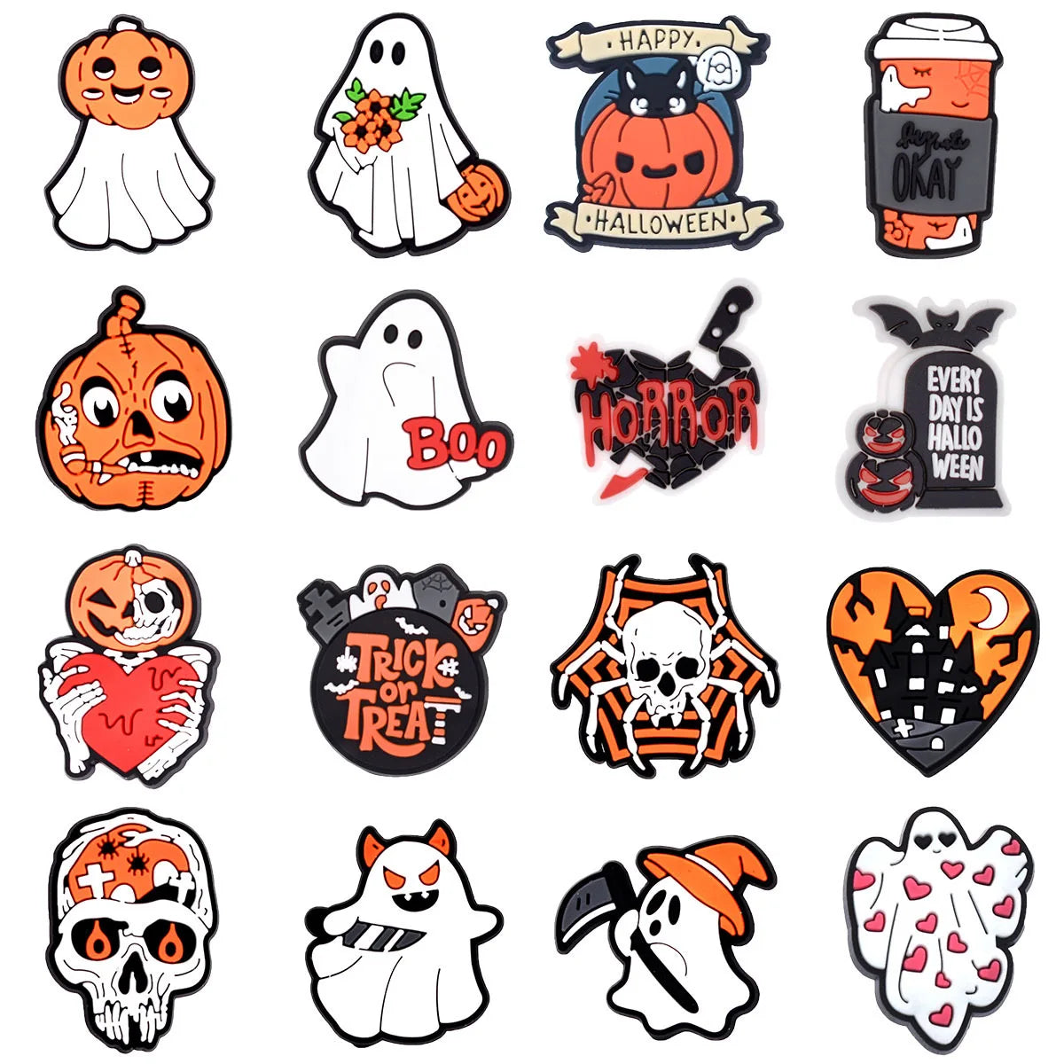 Spooky Cute Halloween Shoe Charms – Ghosts, Pumpkins & Skulls for Crocs