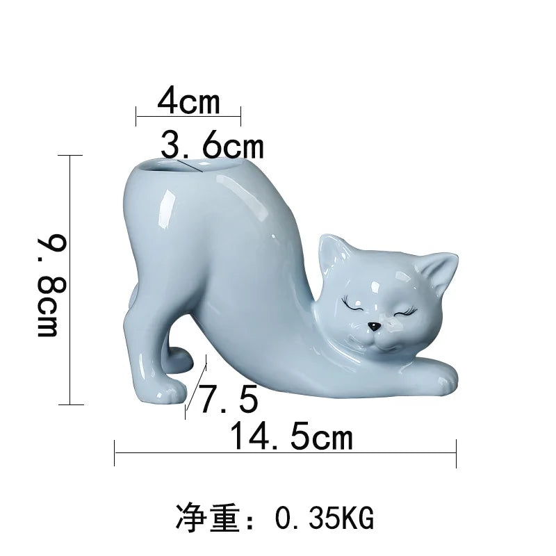 Stretching Cat Succulent Cactus Planter Pot