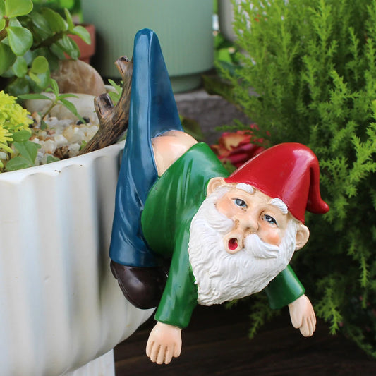 Funny Hanging Garden Gnome – Resin Dwarf Plant Pot Decoration